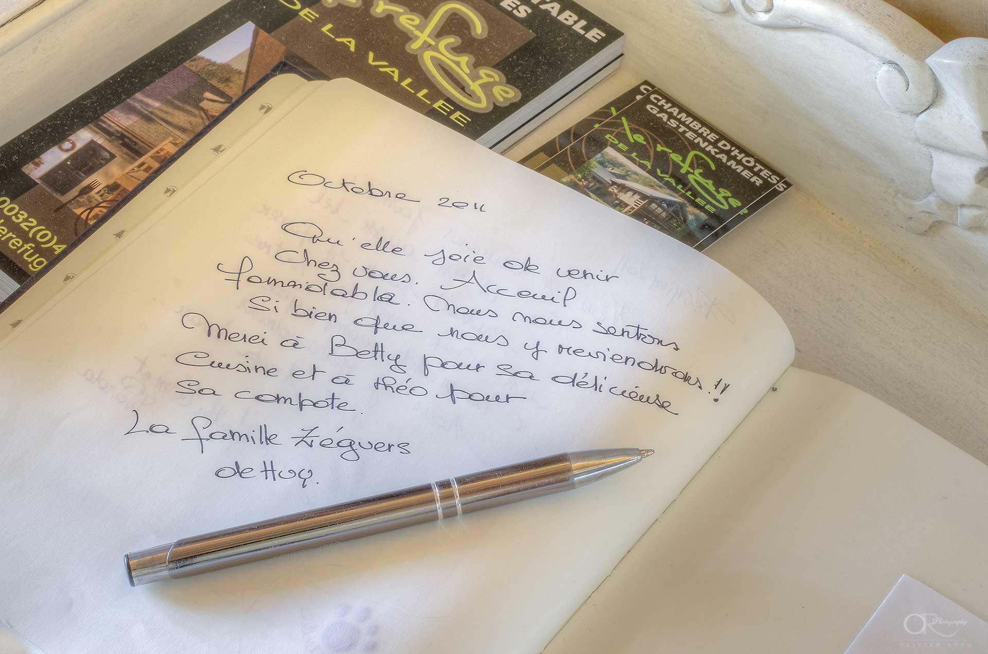 Livre d'or chambre d'hôtes le refuge de la vallée